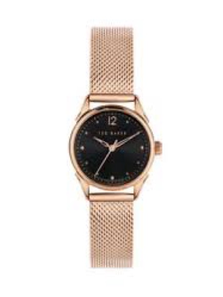 Ted Baker Luchiaa Rose Gold Mesh Watch Black Dial Needs Battery